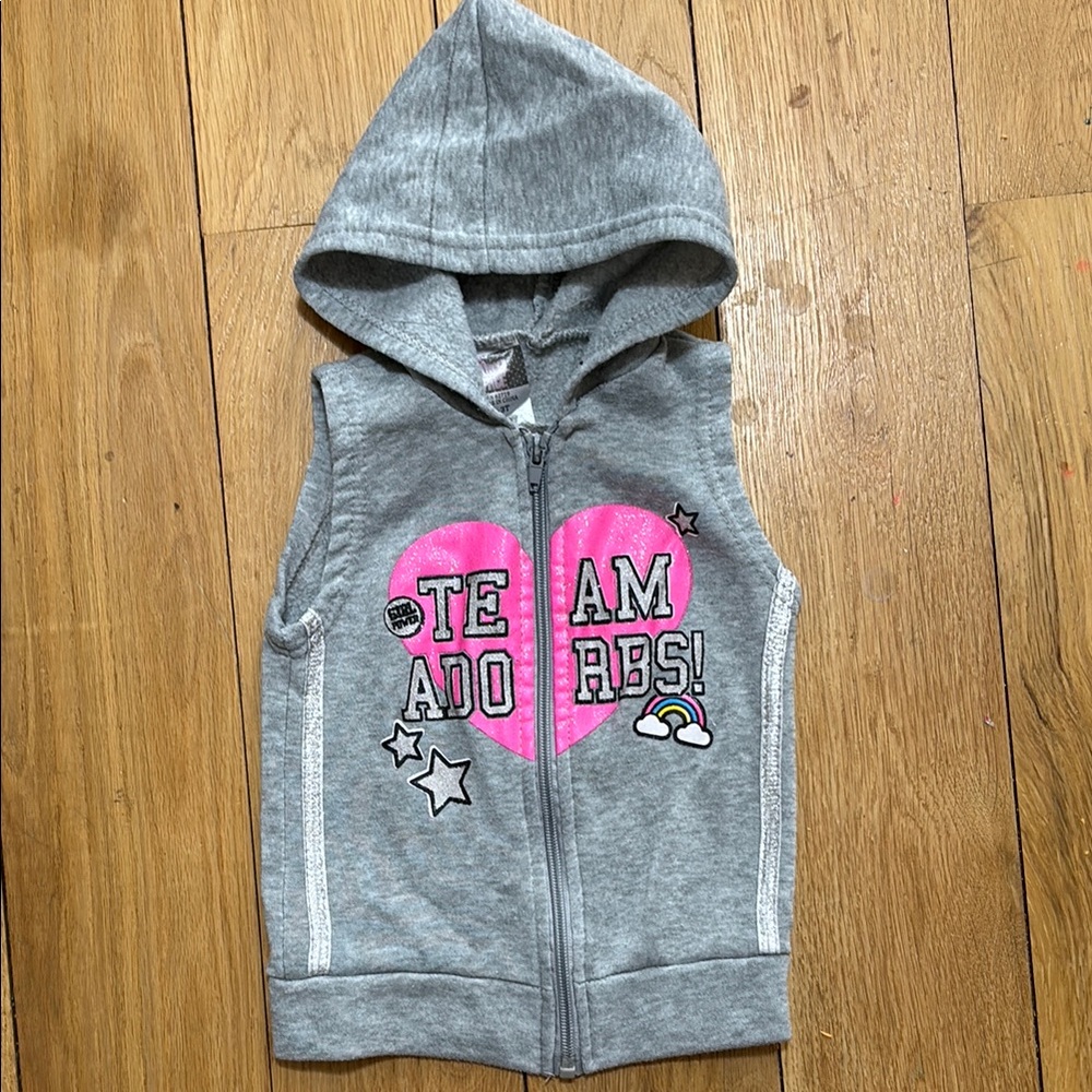 Gray and Pink Kids Hooded Vest